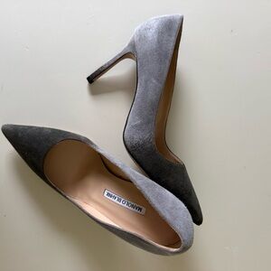 Manolo Blahnik Charcoal Suede Heels